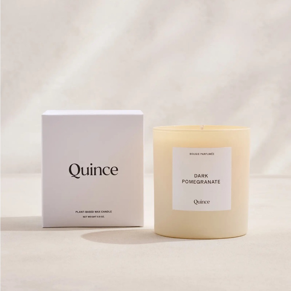 NIB Quince Dark Pomegranate Candle Ivory Glass jar spicy plum patchouli NEW box - Picture 2 of 6
